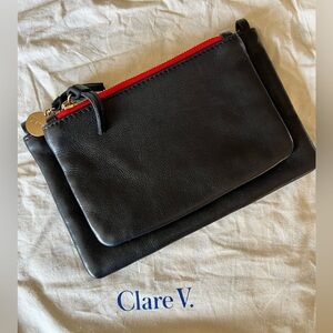 🖤❤️💙 Clare V Wallet Clutch Plus black leather with tabs